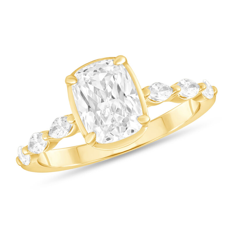 Elongated Cushion Lab Grown Diamond 2ctw. Shared Prong Engagement Ring in 14k Yellow Gold image number null